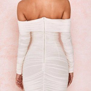Long Sleeve off the shoulder body con sexy midi dress
